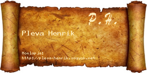 Pleva Henrik névjegykártya
